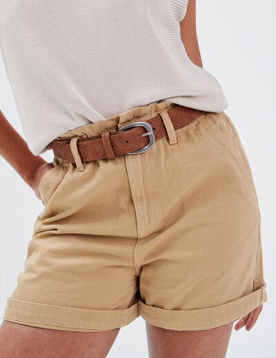 Ceinture embossée marron femme