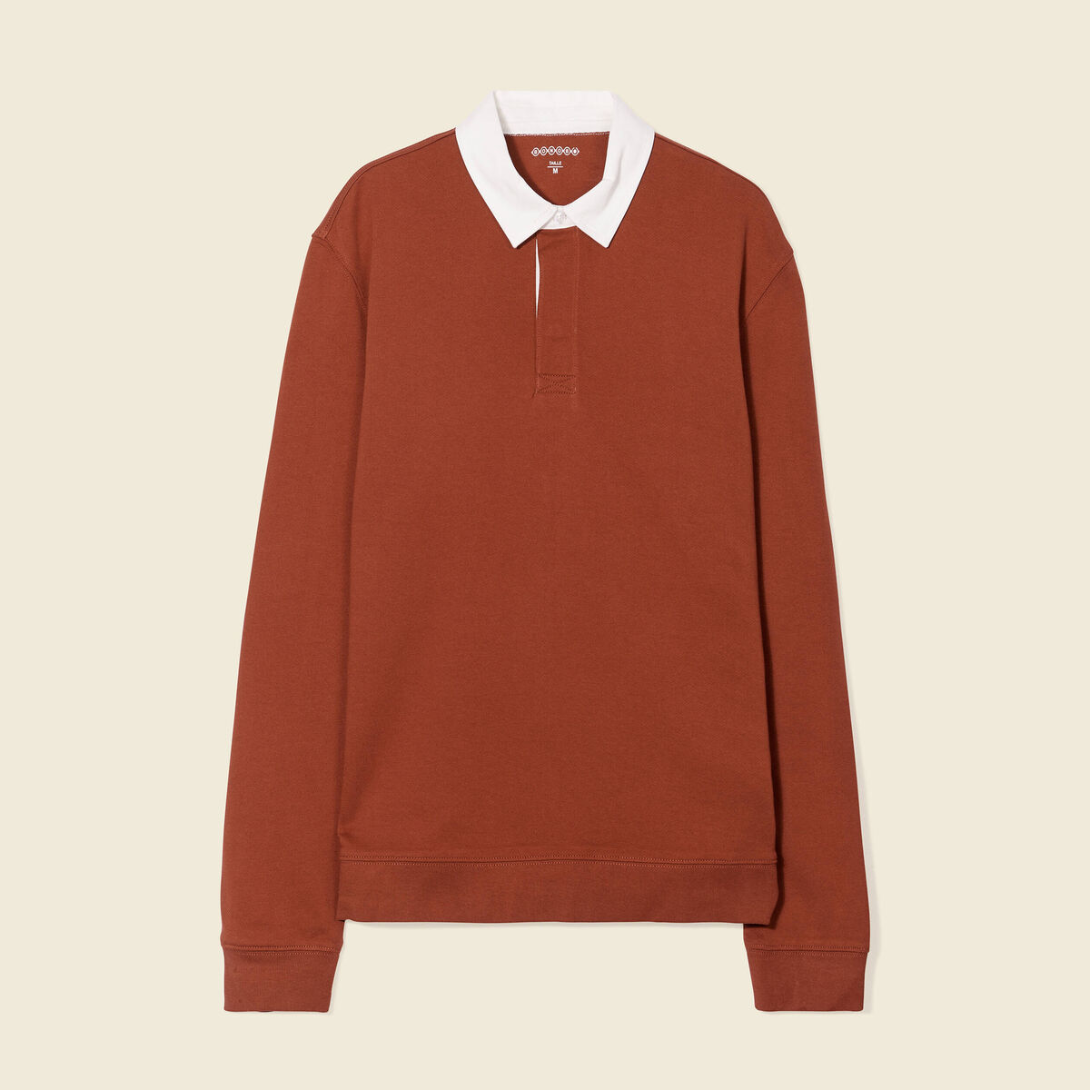 Sweat manches longues col polo marron cognac homme