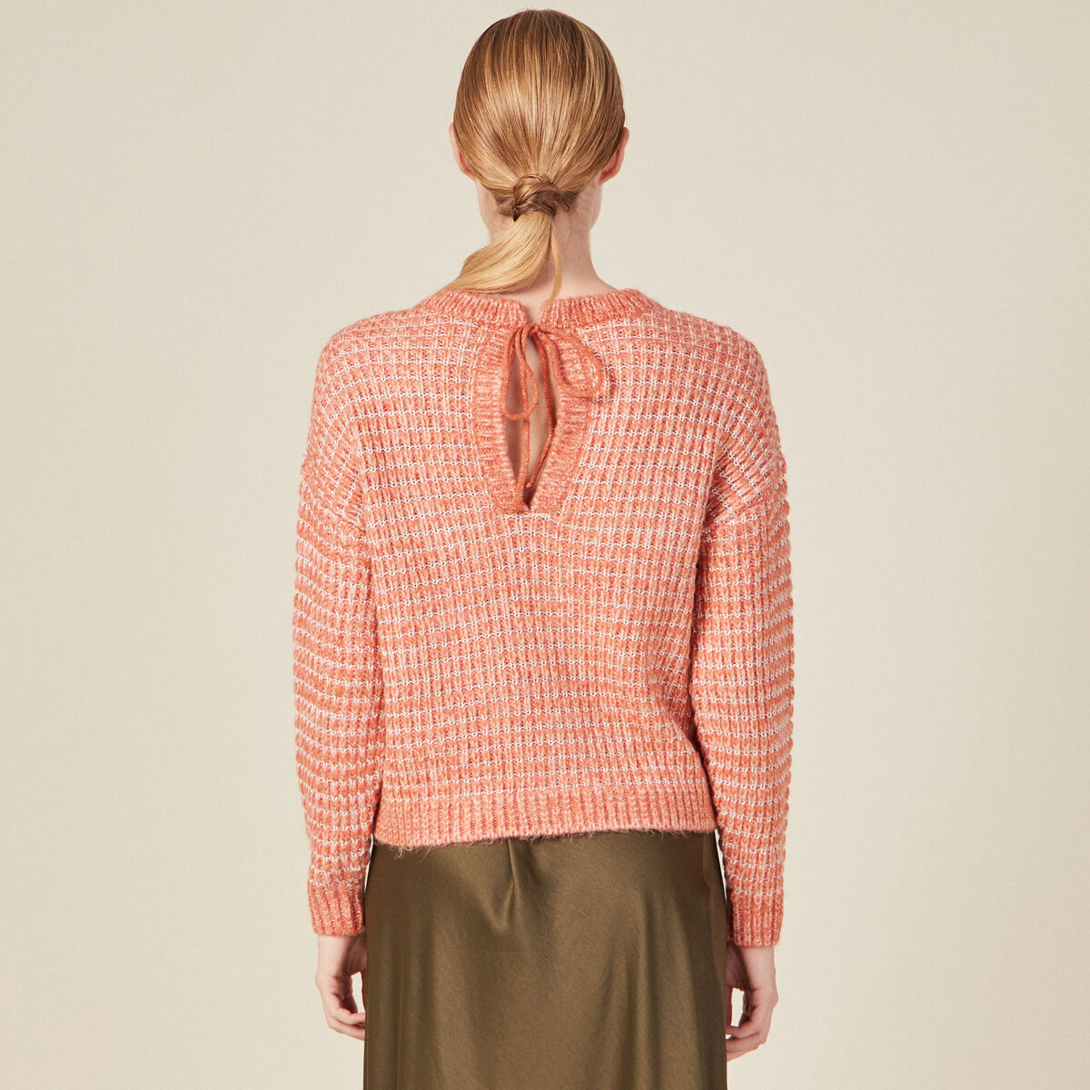 Pull manches longues rouge clair femme