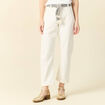 Jeans boyfriend ceinturé denim blanc femme