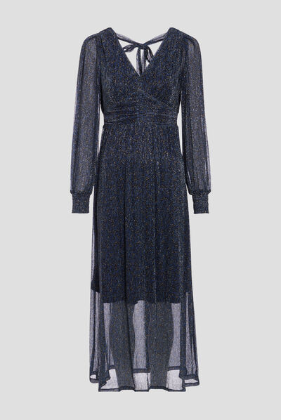 Robe longue droite fluide noir femme