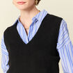 Pull sans manches col en V noir femme
