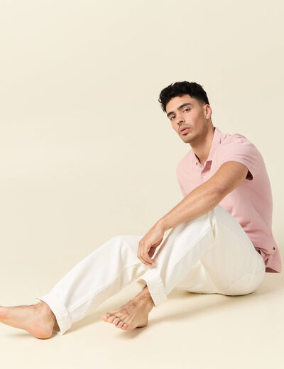 Polo éco-responsable rose pastel homme