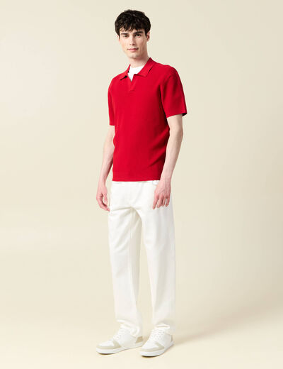 Polo cintré manches courtes rouge foncé homme