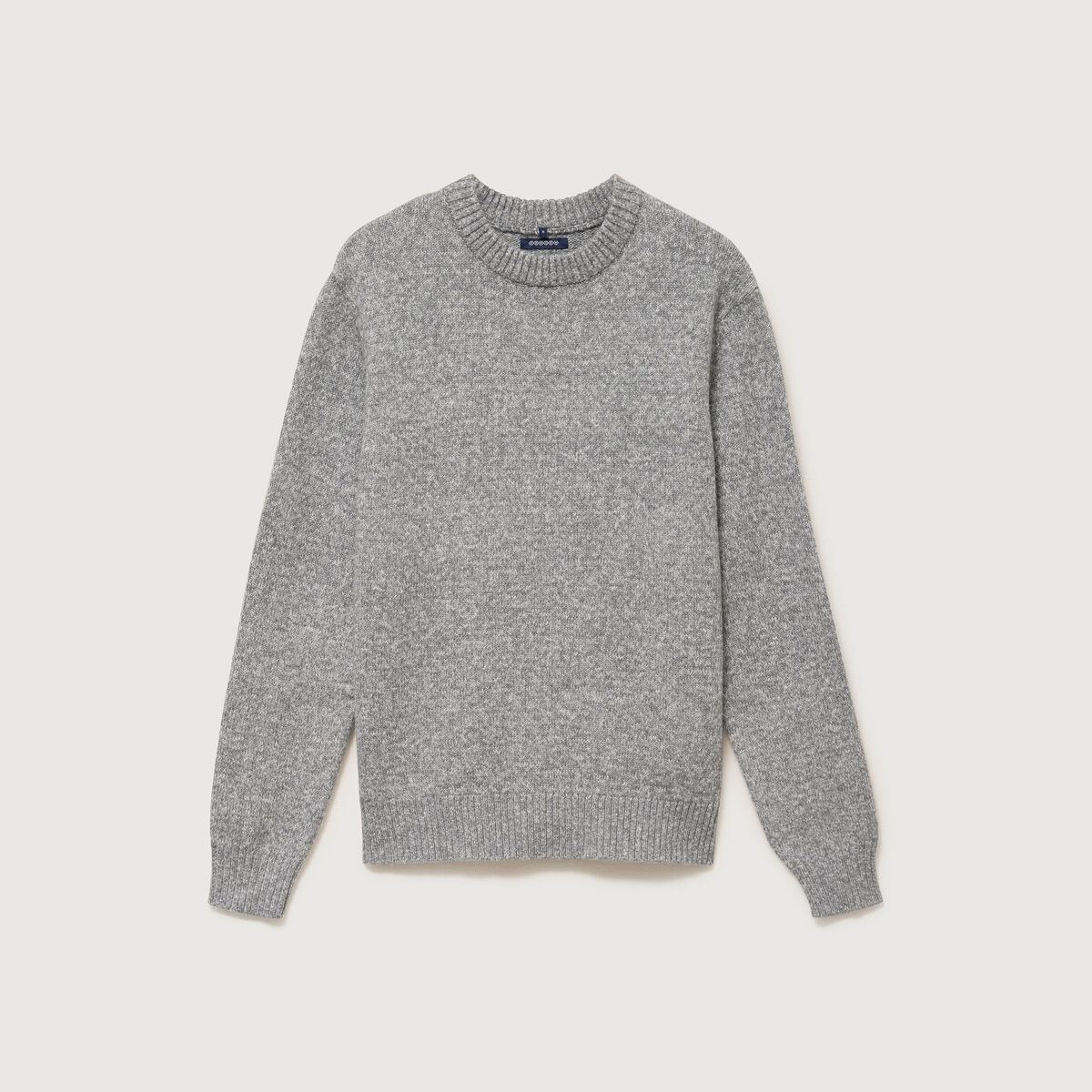 Pull droit tweed manches longues gris homme