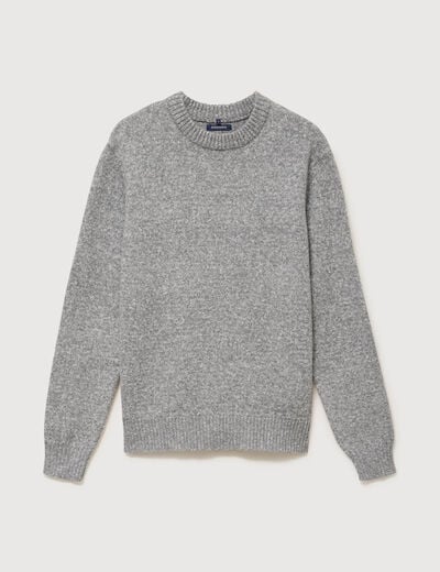 Pull droit tweed manches longues gris homme