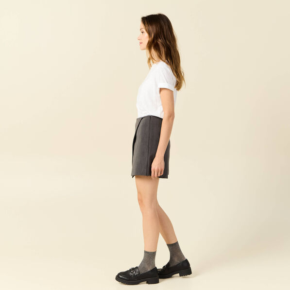 Jupe-short taille haute gris femme