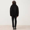 Manteau court oversize sherpa noir femme