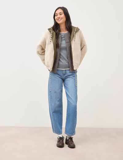 Pull droit col rond manches longues gris clair femme