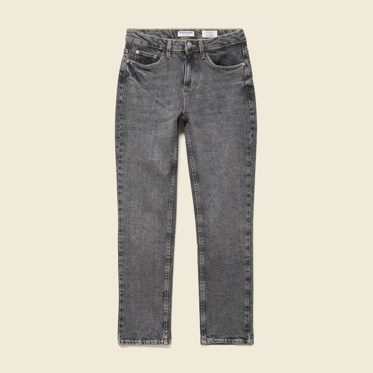 Jeans slim 7/8&egrave;me taille haute denim gris femme