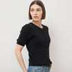 Gilet manches coude col rond noir femme