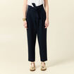 Pantalon carotte ceinturé bleu marine femme