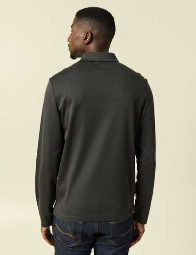 Polo cintr&eacute; manches longues noir homme