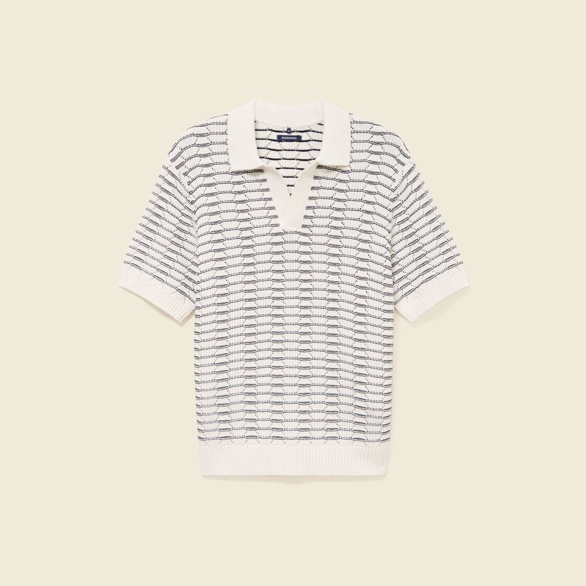 Polo ample en coton manches courtes ecru homme