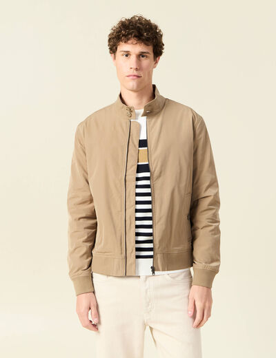 Blouson col droit manches longues marron homme