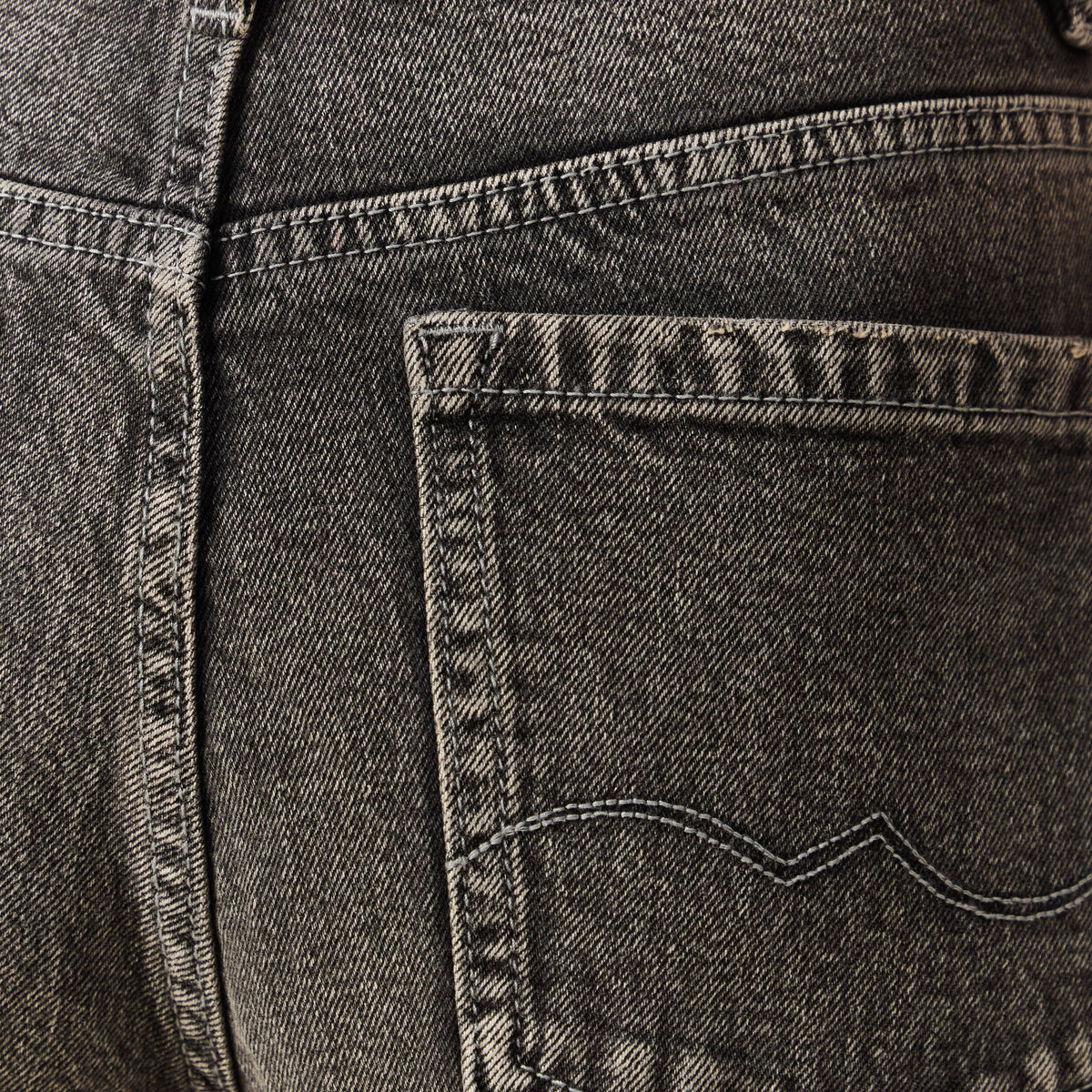 Jeans large taille haute denim snow gris femme