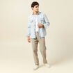 Jeans large longueur 32 en coton denim beige homme
