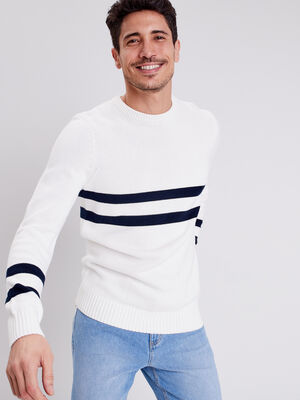 Pull manches longues ecru homme