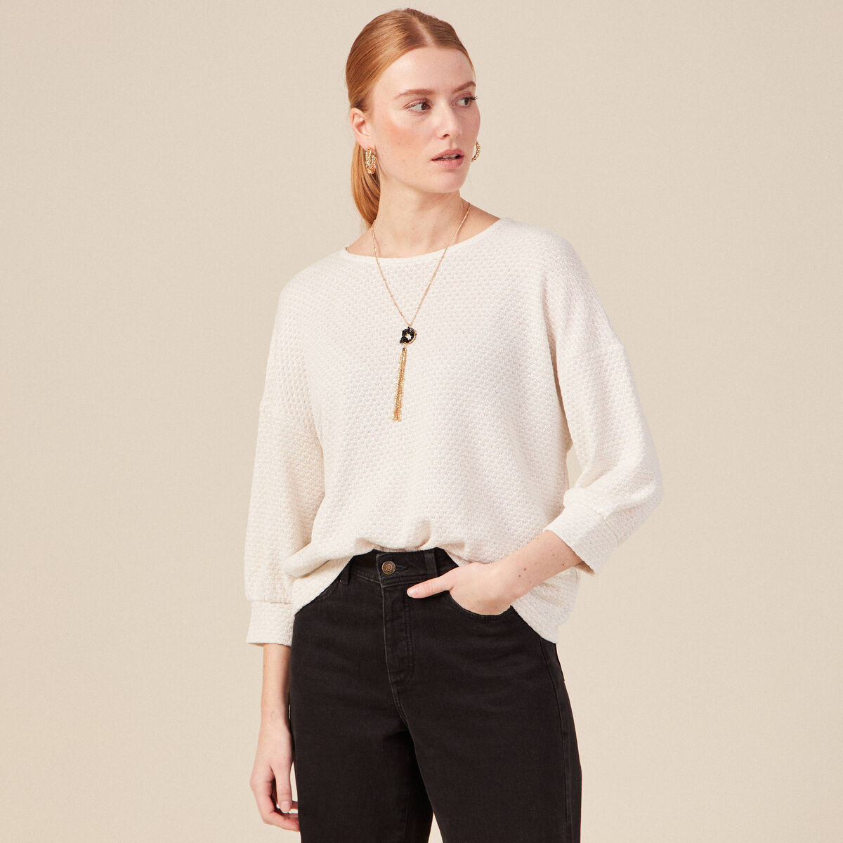 T-shirt éco-responsable ecru femme