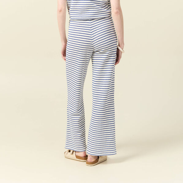 Pantalon large en maille ecru femme