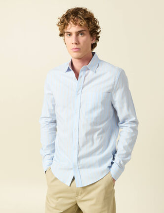 Chemise en coton manches longues bleu ciel homme