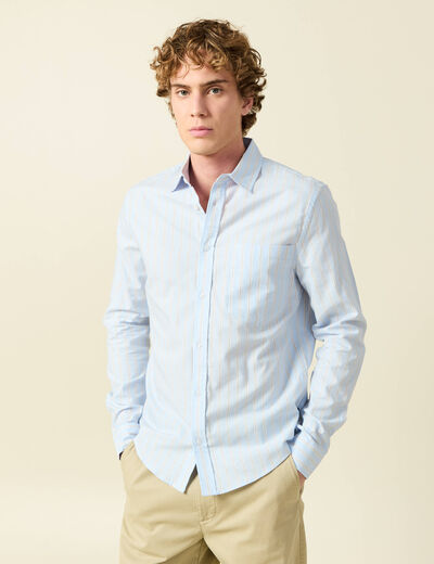 Chemise en coton manches longues bleu ciel homme