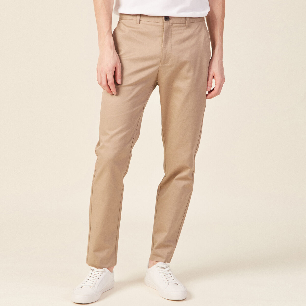 Pantalon chino cropped beige homme