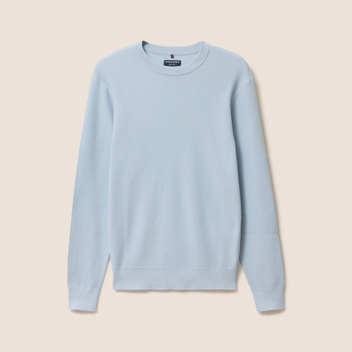 Pull fin col rond manches longues bleu ciel homme