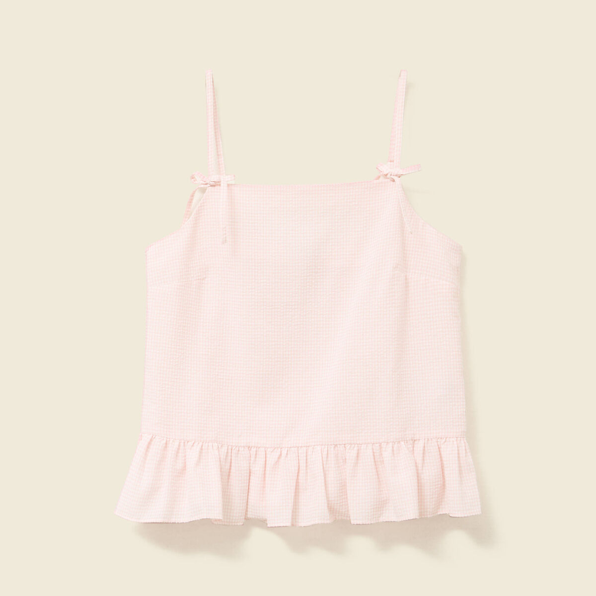 D&eacute;bardeur droit court col carr&eacute; rose clair femme