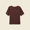 T-shirt manches courtes brillant marron femme