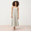Robe longue &eacute;vas&eacute;e &agrave; bretelles bleu gris femme