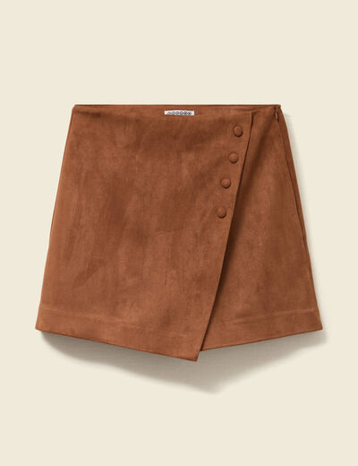 Jupe-short taille haute camel femme