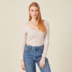 T-shirt à manches longues beige femme