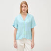 Chemise manches 3/4 bleu clair femme