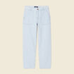 Jeans cargo taille haute denim bleach femme