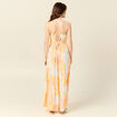 Robe longue évasée à bretelles orange clair femme