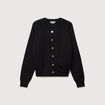 Gilet manches longues col rond en coton noir femme