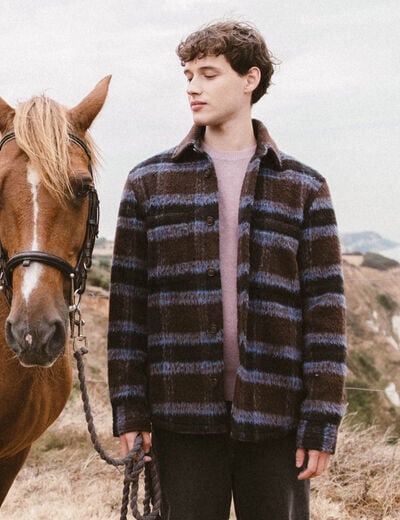 Surchemise oversize manches longues marron homme