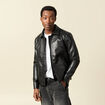 Blouson droit court manches longues noir homme