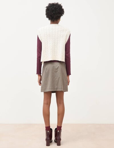 Pull droit cropped sans manches creme femme