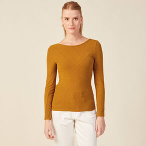 t shirt manches longues brillant marron cognac femme T-shirt manches longues brillant marron cognac femme