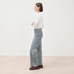 Pantalon large &agrave; pont taille haute denim used femme