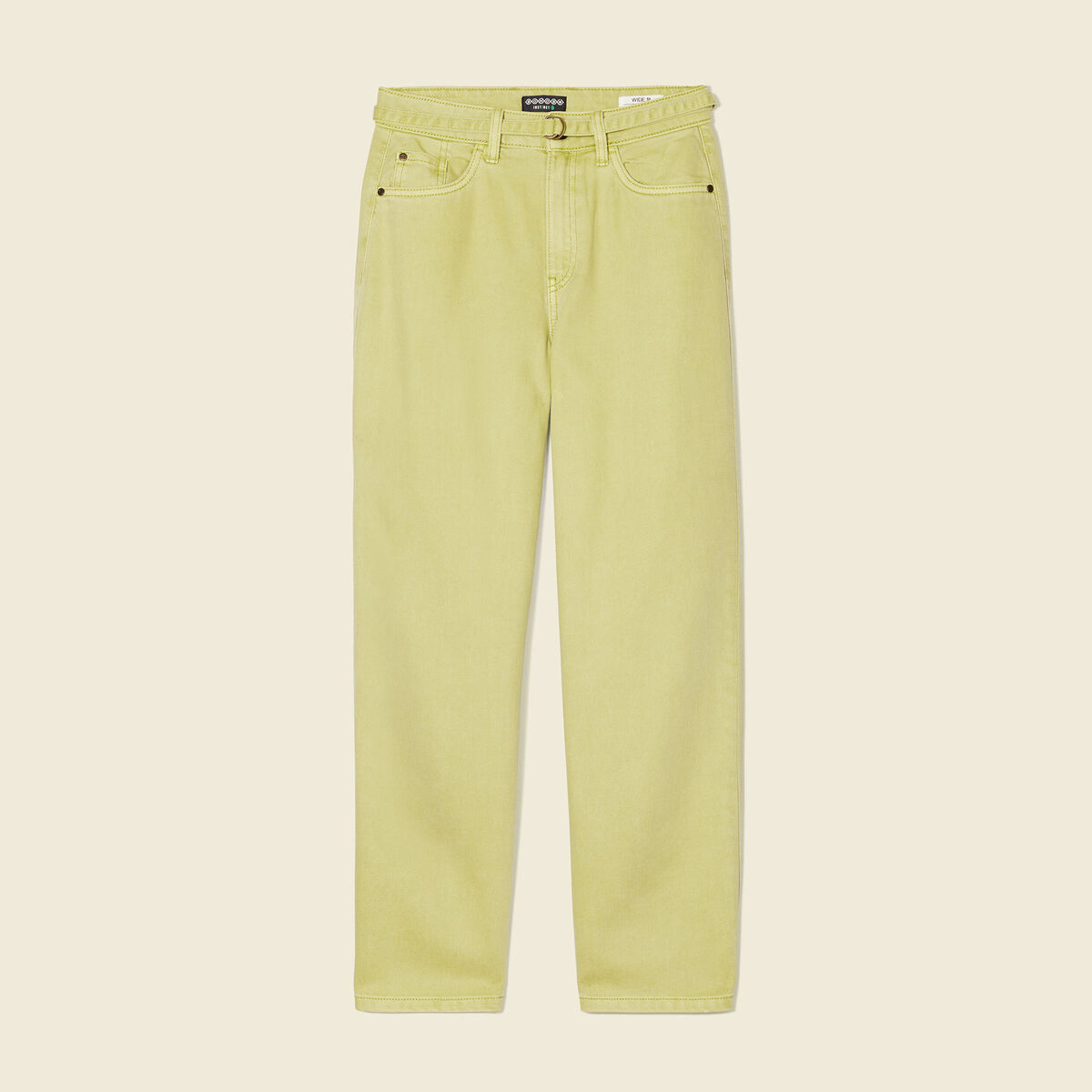 Pantalon large éco-responsable vert anis femme