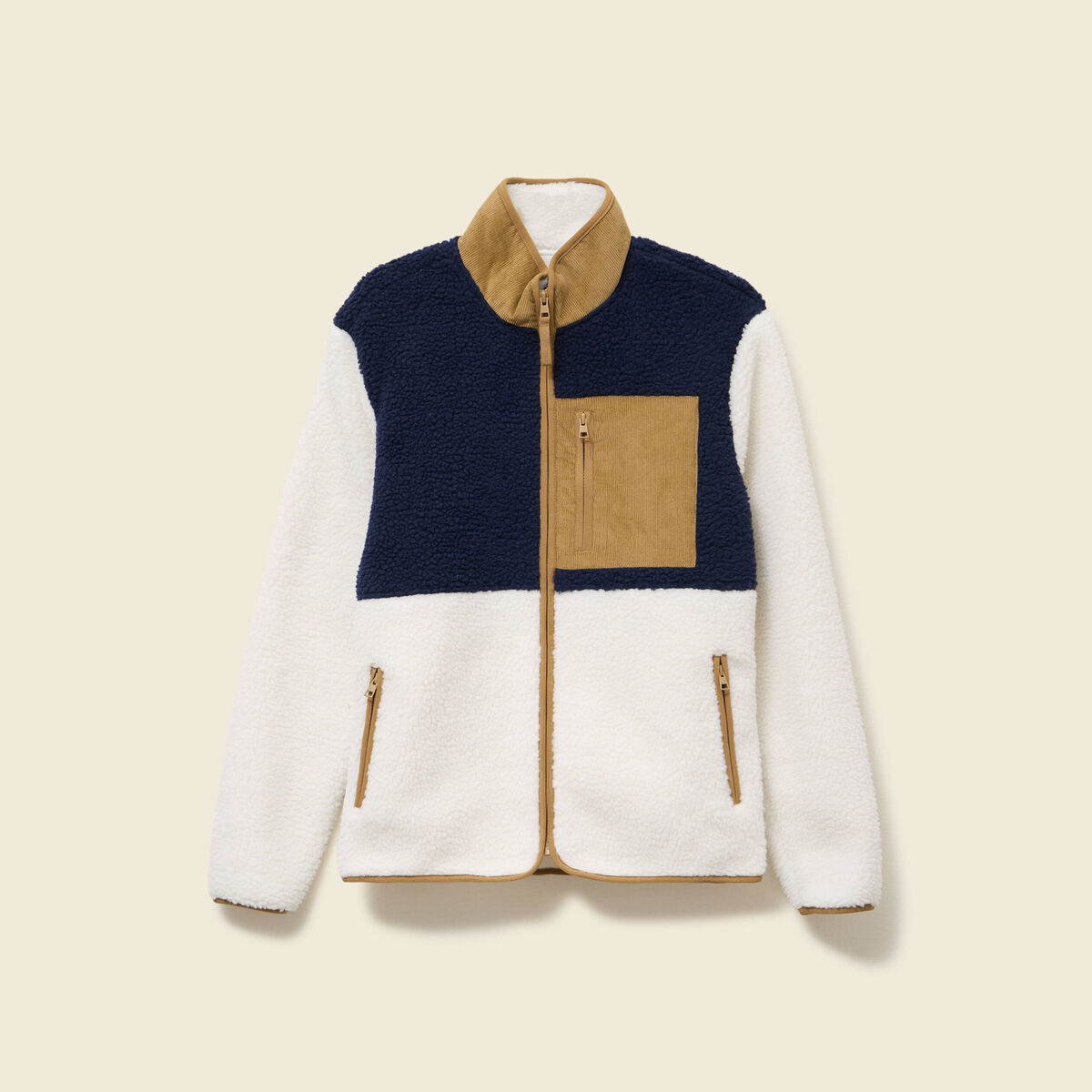 Sweat effet polaire manches longues ecru homme