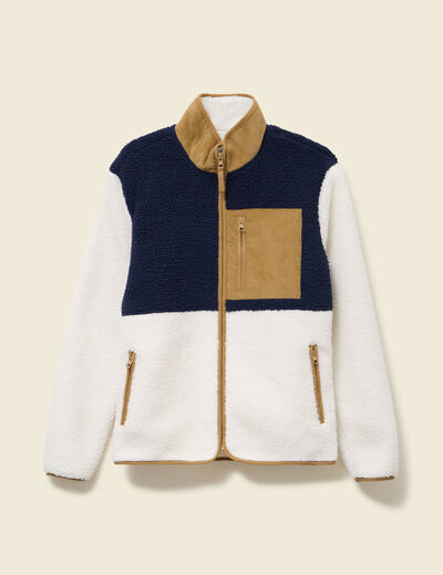 Sweat effet polaire manches longues ecru homme