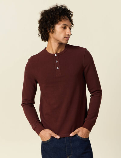 T-shirt manches longues bordeaux homme