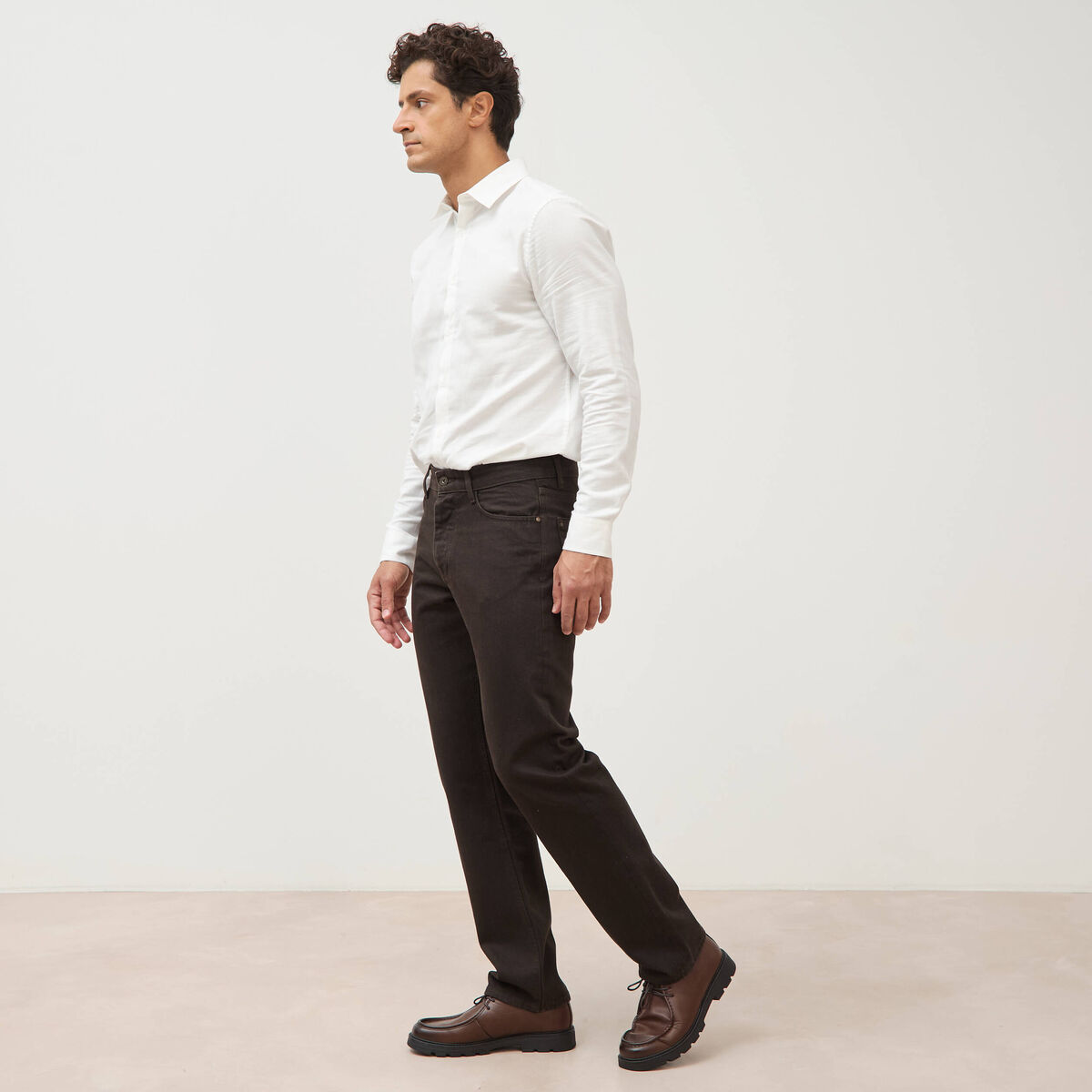 Jeans regular longueur 32 marron homme