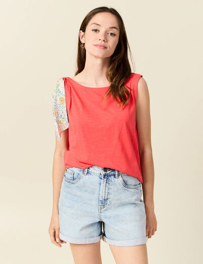 Débardeur sans manches rouge corail femme