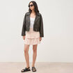 Mini-jupe taille haute fluide noir femme