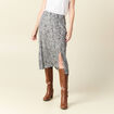 Jupe midi droite fendue noir femme